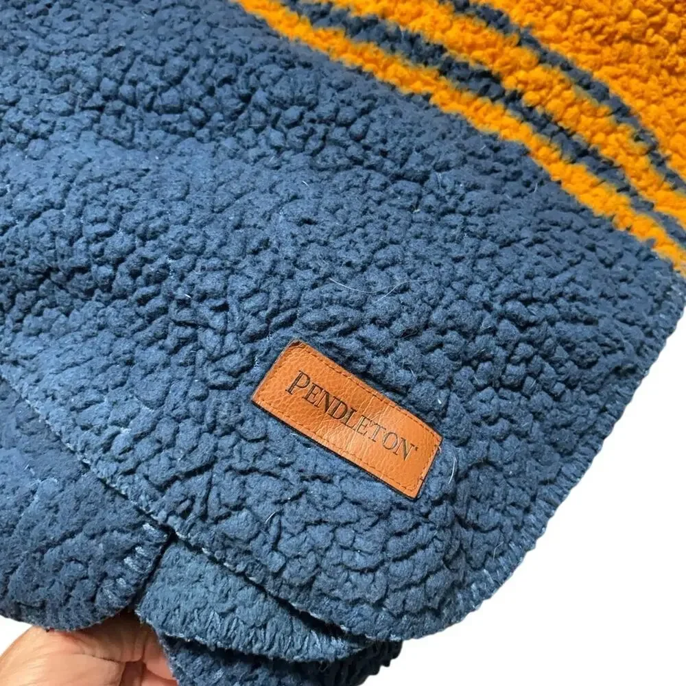 Pendleton Grand Canyon Sherpa Fleece King Size Orange Blue Southwest Warm Soft